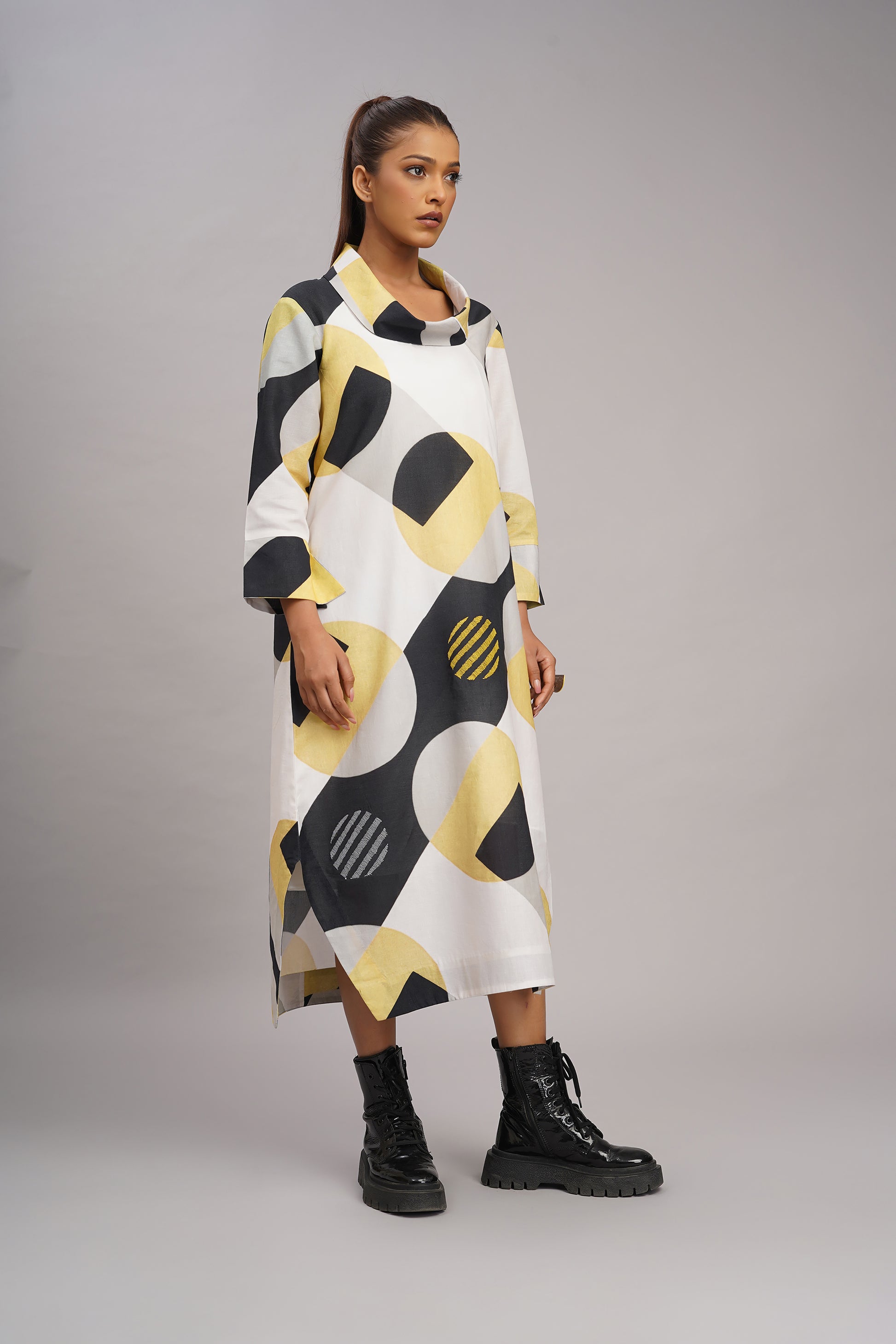 mango printed retro dress Mango v-neck retro geometric print straight fit maxi dress in pastel pink